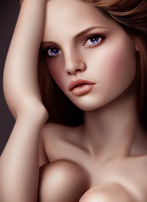 Prompt: a gorgeous female photo, professionally retouched, soft lighting, realistic, smooth face, full body shot, torso, perfect eyes, intriguing look, enticing, romantic, agitated appearance, untidy, playful, sharp focus on eyes, 8 k, high definition, insanely detailed, intricate, elegant, art by artgerm and j scott campbell