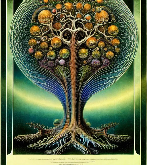 Image similar to tree of life by roger dean and andrew ferez, art forms of nature by ernst haeckel, divine chaos engine, symbolist, visionary, art nouveau, botanical fractal structures, organic, detailed, realistic, surreality