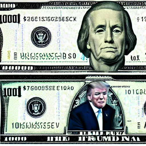 Image similar to trump in the 1000$ bill