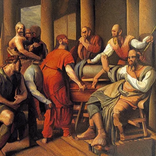 Prompt: trial of Job renaissance oil painting, extremely detailed, photorealistic