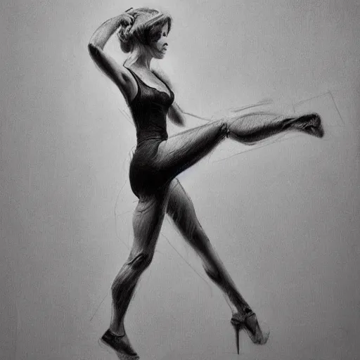 Prompt: abstract full body charcoal sketch by art frahm and vladimir volegov