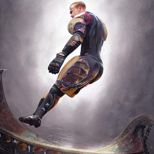 Image similar to Ter Stegen holding a bomb in his gloves, Barcelona and Germany goalkeeper, D&D, fantasy, intricate, elegant, highly detailed, digital painting, artstation, concept art, matte, sharp focus, illustration, art by Artgerm and Greg Rutkowski and Alphonse Mucha