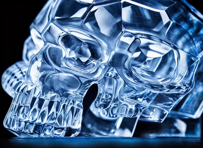 Image similar to crystal skull encased in crystal cube. Highly detailed 8k. Intricate. Nikon d850 55mm. Award winning photography.