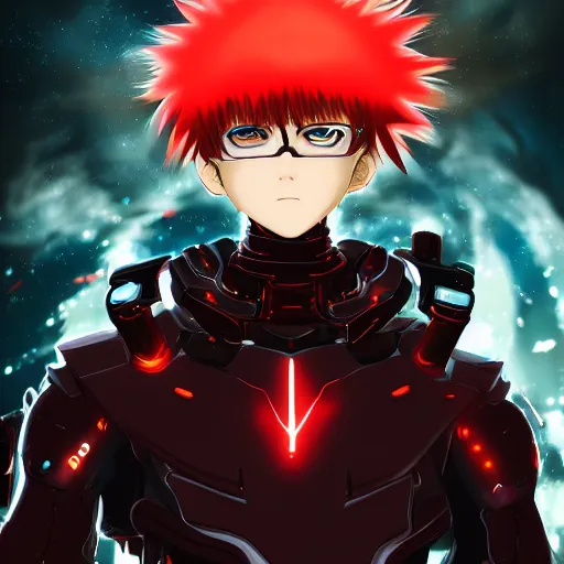 Prompt: portrait of the genos red lightning arms mode, anime fantasy illustration by tomoyuki yamasaki, kyoto studio, madhouse, ufotable, comixwave films, trending on artstation