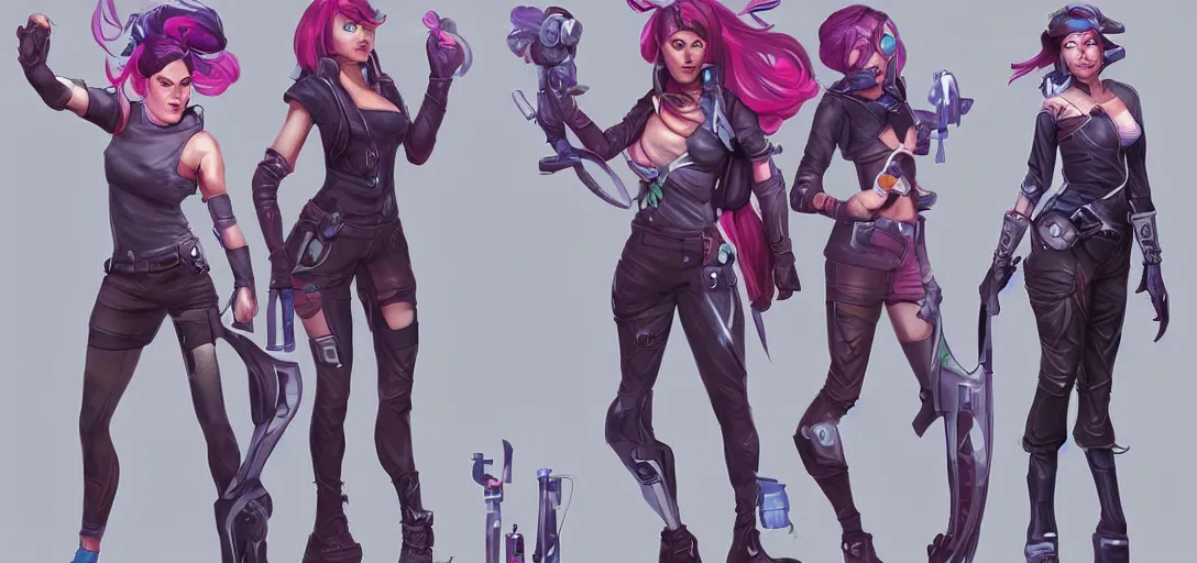 Image similar to character sheet concept art of female video game characters, renaissance, futurepunk, bright, parkour, rebel, by marc brunet and artgerm