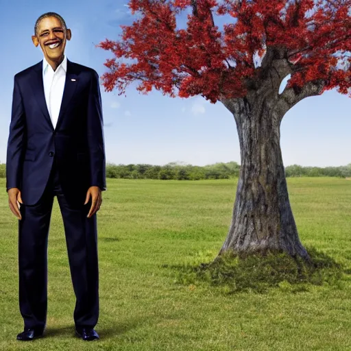 Image similar to obama on a chair standing on a peach tree