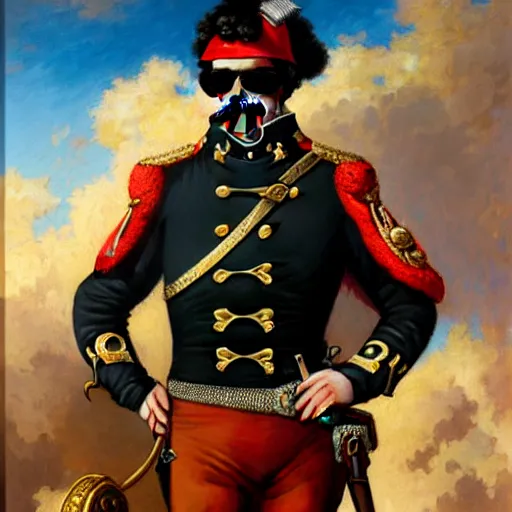 Prompt: drdisrespect as napoleon, wearing sport sunglasses, breath taking, dignified, highly detailed painting by gaston bussiere, j. c. leyendecker, greg rutkowski, craig mullins, 8 k