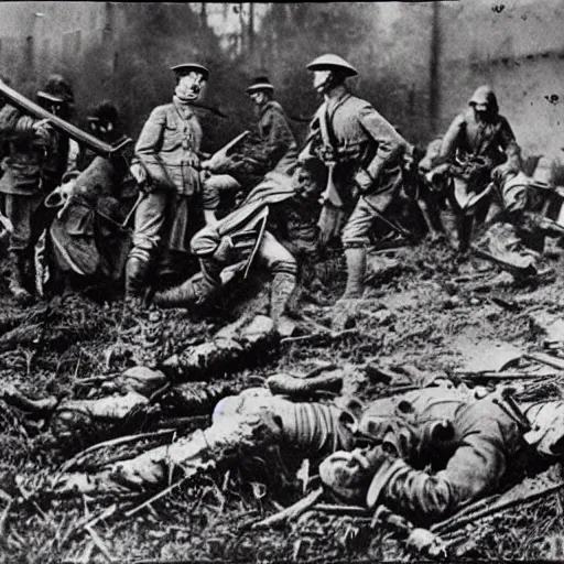 Prompt: aftermath of a bloody battle, world war 1
