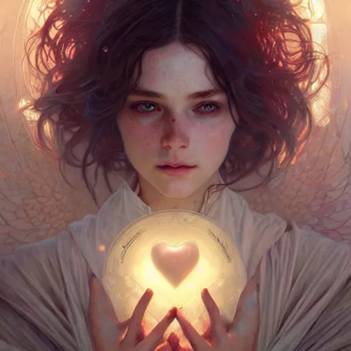 Image similar to pure love is patient love is kind ; ultra realistic, concept art, intricate details, eerie, haunting, highly detailed, photorealistic, octane render, 8 k, unreal engine. art by artgerm and greg rutkowski and charlie bowater and magali villeneuve and alphonse mucha