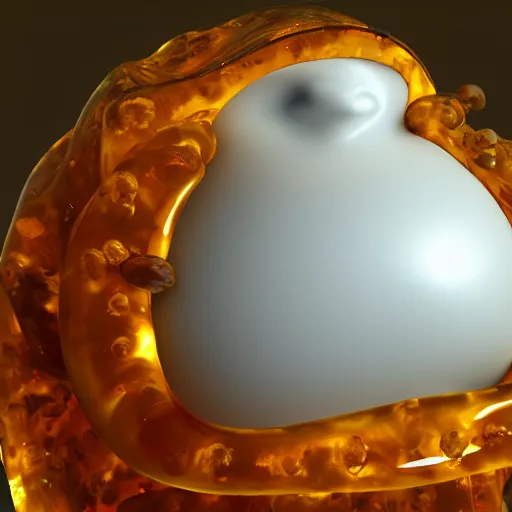 Prompt: living blob made out of amber, hd