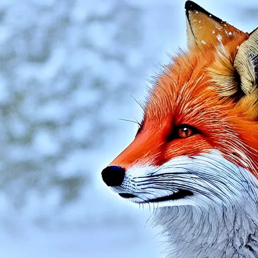 Image similar to well fluffy fox, snow, photo, very realistic