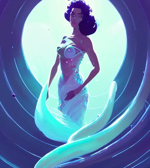 Prompt: portrait of a beautiful queen of the ocean in complex and shiny dress inspired by jellyfish, by ross tran and atey ghailan, by greg rutkowski, by greg tocchini, by james gilleard, by joe fenton, by kaethe butcher, dynamic lighting, grunge aesthetic