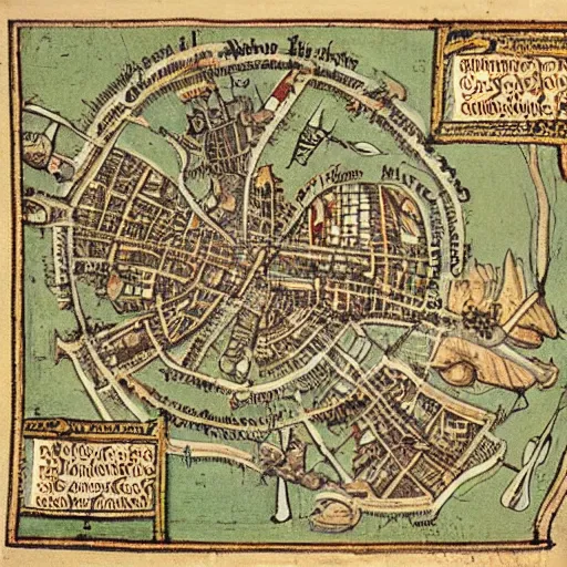 Image similar to a medieval map of new york city