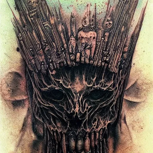 Image similar to dark tattoo, acid rich colors, giger beksinski gammell horror king chaos