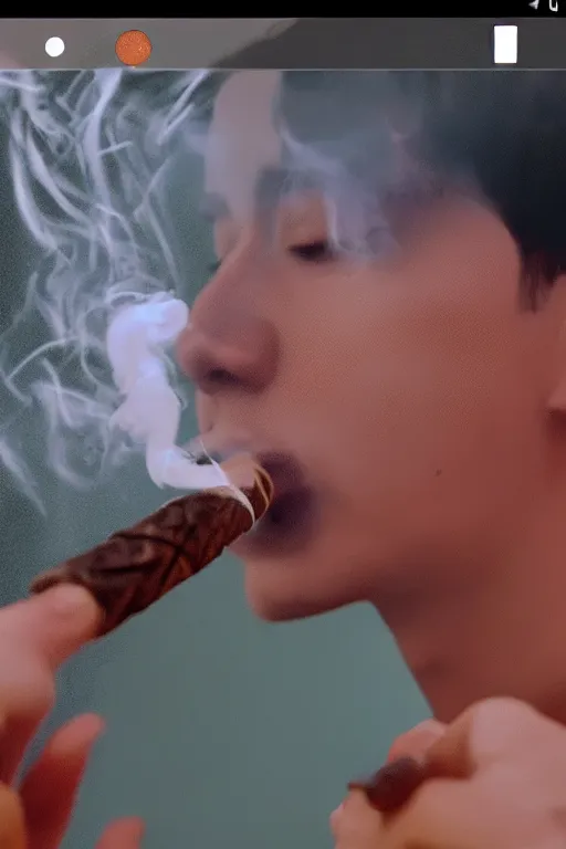 Image similar to a screenshot from a popular tiktok video of god smoking a cuban cigar