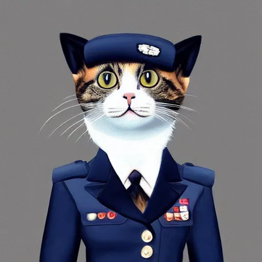 cute cat wearing navy uniform, profile picture,, Stable Diffusion