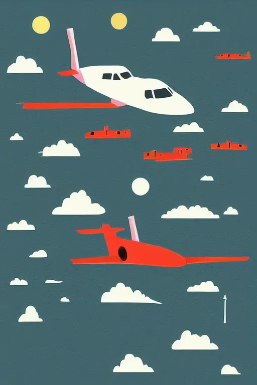 Prompt: airplane mountain flat vector illustration digital art trending on artstation