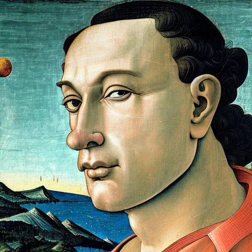 Image similar to Painting of Sandro Botticelli set on the moon