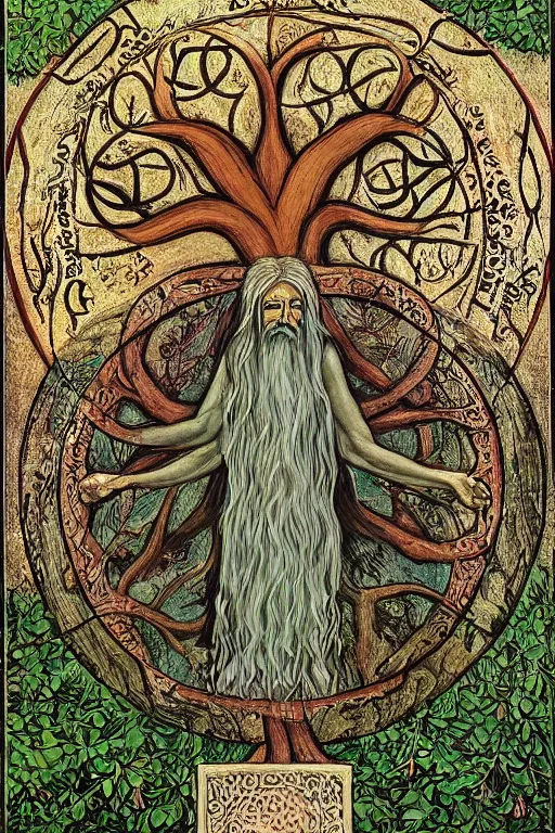 Prompt: gnostic kabbalist druid - merging with - the tree of life