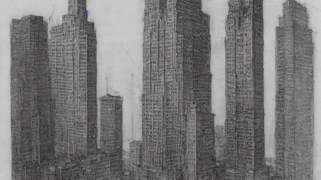 Prompt: a sketch of a Skyscraper made by Leonardo Da Vinci