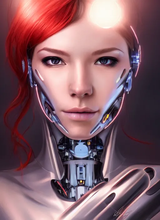 Image similar to portrait of a cyborg woman who turns her head to the ((((((right))))) left+20 (((((up))))) (((((down))))) by Artgerm,eyes closed , biomechanical, hyper detailled, trending on artstation