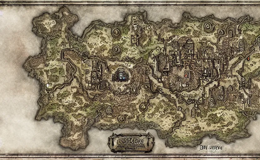 Image similar to Intricate dungeon map for d&d, digital paint, wizards of the coast