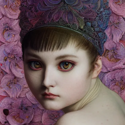 Image similar to white cat, botanical, portrait face, colorful, frantisek kupka, intricate, miles johnston, kuroda seiki, cynical realism, ozabu, john william godward, painterly, yoshitaka amano, moebius, miles johnston, louise zhang, james jean, mark ryden lowbrow pop surrealism art style