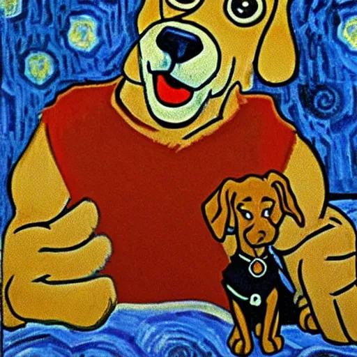 Image similar to scooby doo with stalin portrait, van gogh