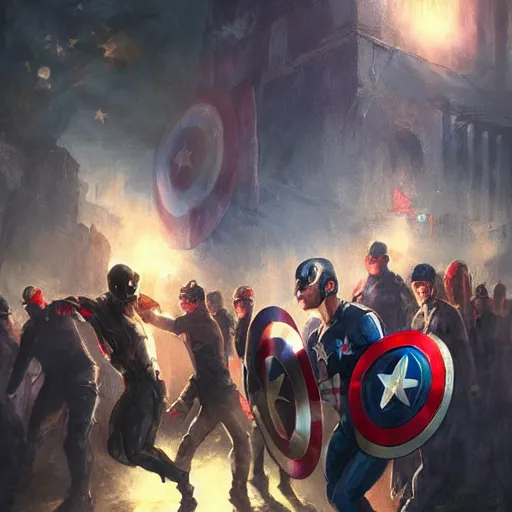 Prompt: Captain America themed rave party, Greg Rutkowski