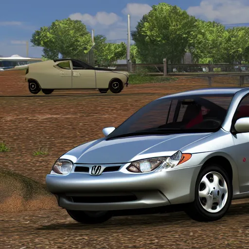 Prompt: 2003 Honda Insight in World of Tanks screenshot