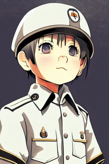 Image similar to beautiful little boy in nazi male uniform. made in abyss art style, sharps focus, cute detailed artwork, anatomically correct, ilya kuvshinov, reflection, perfect composition, wallpaper mobile, digital art, detailed anime soft face, symmetrical face, western comic, illustration, realistic, nazism, smooth, lois van baarle, gold ration, soft details