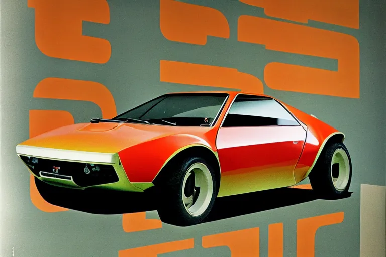 Image similar to designed by giorgetto giugiaro stylized poster of a single 1 9 6 9 amc amx / 3 citroen ds bmw m 1 concept, thick neon lights, ektachrome photograph, volumetric lighting, f 8 aperture, cinematic eastman 5 3 8 4 film