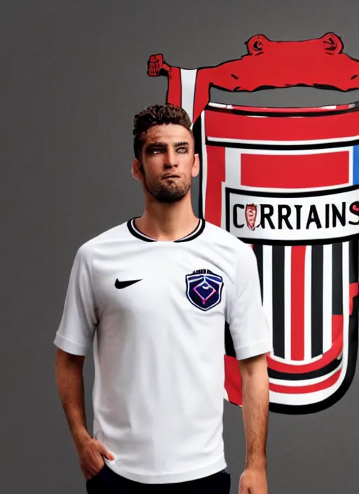 Prompt: sandman corinthian wearing a corinthians soccer team shirt