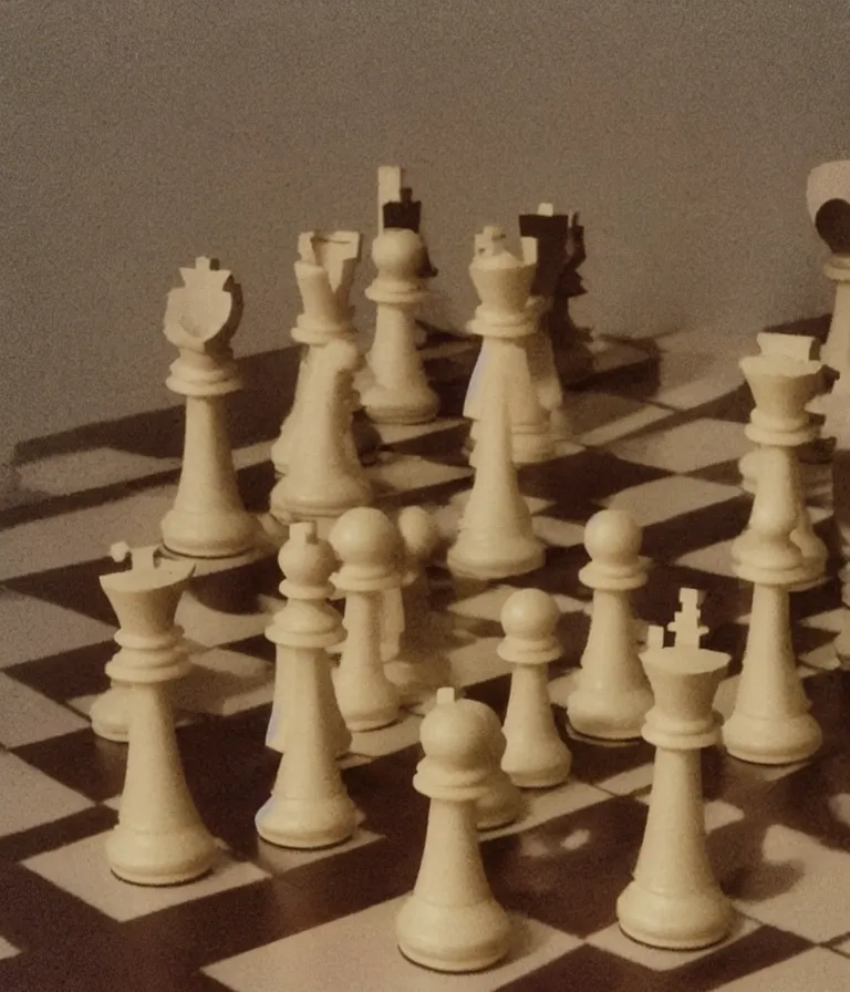 Image similar to minimal realistic textured chess - piece readymade by marcel duchamp in a museum, color bleed, light leak, marcel duchamp, man ray, hito steyerl, saadane afif