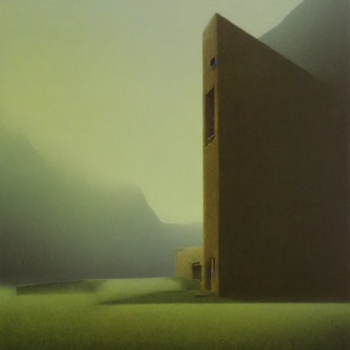 Image similar to a building in a landscape, by zdzislaw beksinski