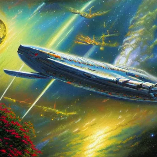 Prompt: starship painted by Thomas Kinkade