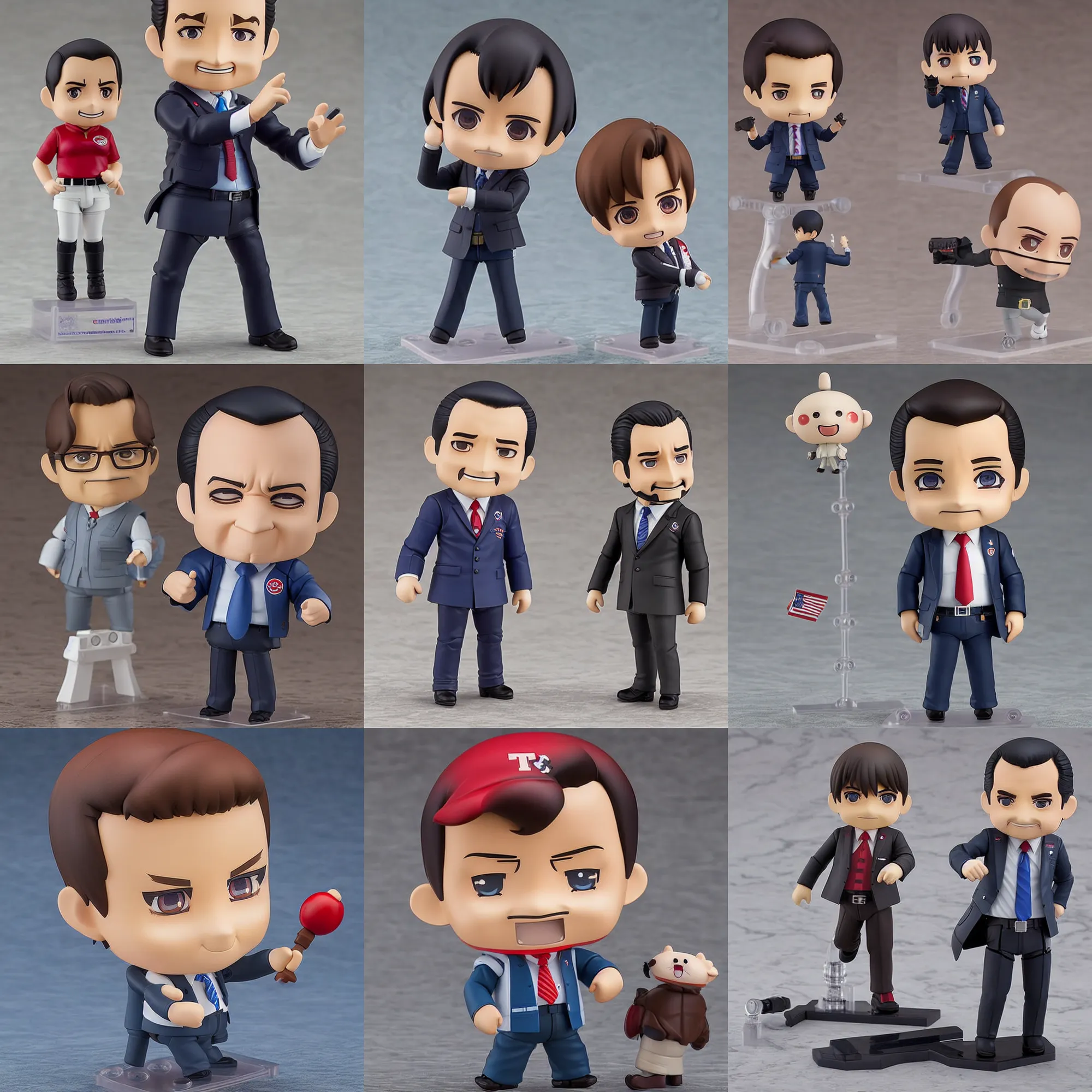 Prompt: ted cruz, an anime nendoroid of ted cruz, figurine, detailed product photo