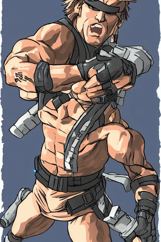 Prompt: solid snake in the style of street fighter 2 turbo