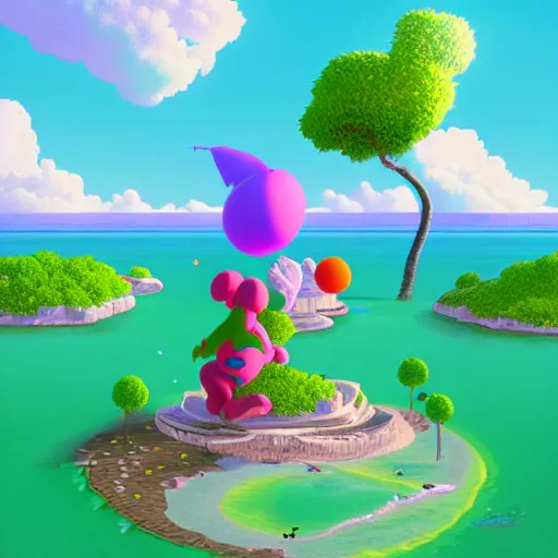 Prompt: yoshi island by beeple