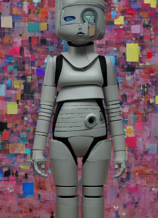 Prompt: studio photograph of a contemporary art sculpture of a modular quirky yorha android, by hikari shimoda, by jack gaughan