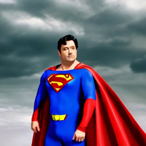 Image similar to Horatio Sanz as superman, movie still, 4K