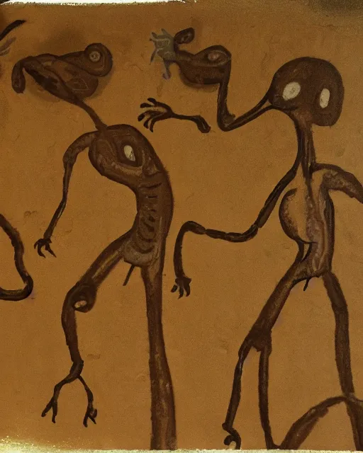 Image similar to cave painting of aliens