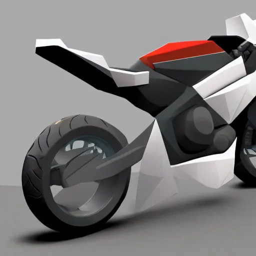 Prompt: low poly unity render of a yamaha motorcycle