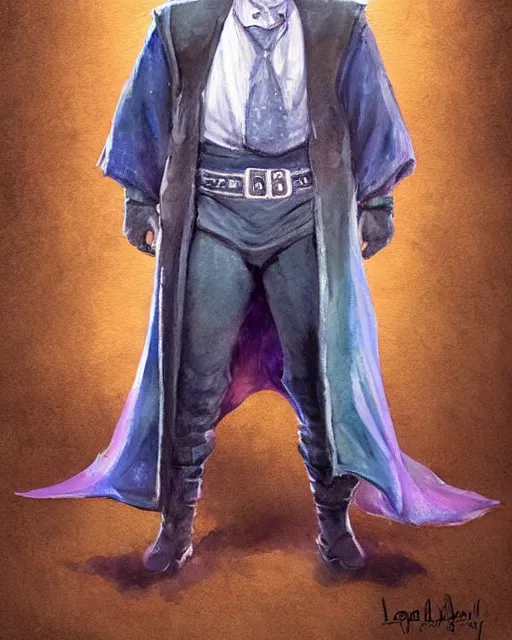 Image similar to a oil / watercolor painting full body character portrait of a sheriff / wizard in the style of moebius in the style of leonard boyarsky trending on artstation deviantart pinterest detailed photorealistic highlights and shadow hd 8 k post - processing high resolution