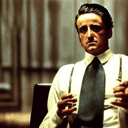 Image similar to A still of Ronald Mc Donald in The Godfather, cinematic lighting