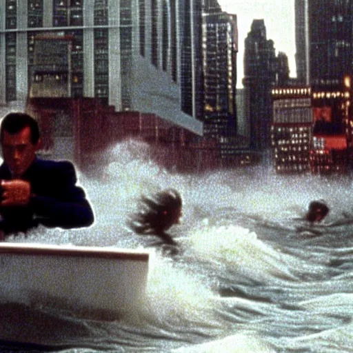 Image similar to new york tsunami wave, in american psycho ( 1 9 9 9 )