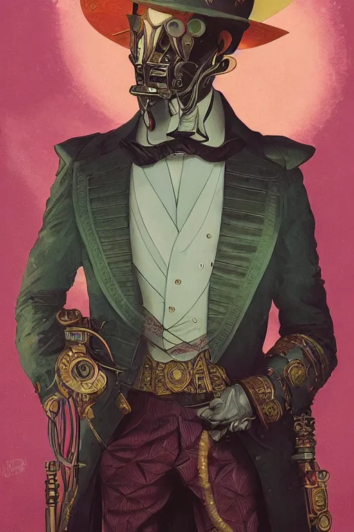 Image similar to portrait of a victorian era duke, man, royal style, art deco, stylized illustration by peter mohrbacher, moebius, victo ngai, vivid colorful comics style, clean line, diesel punk