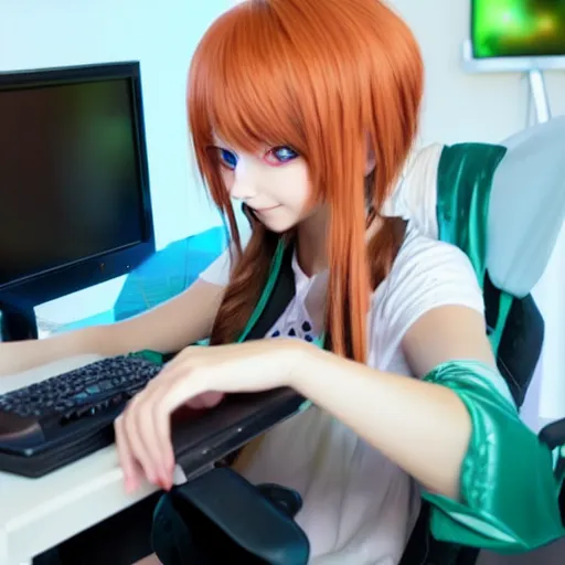 Image similar to anime girl playing video games