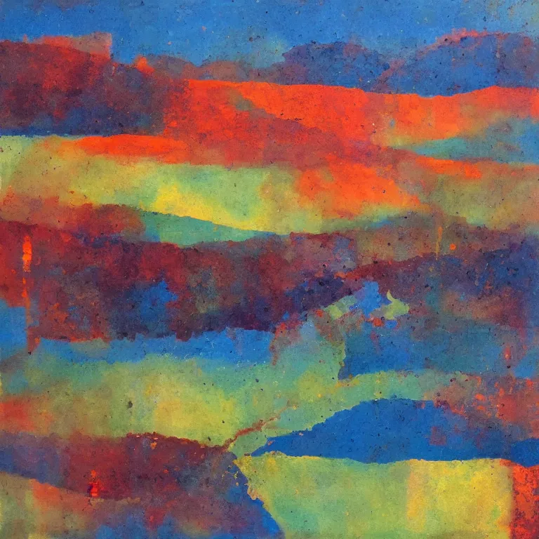 Image similar to rural landscape as contemplative and highly exciting abstract pieces with unobtrusive color tones.