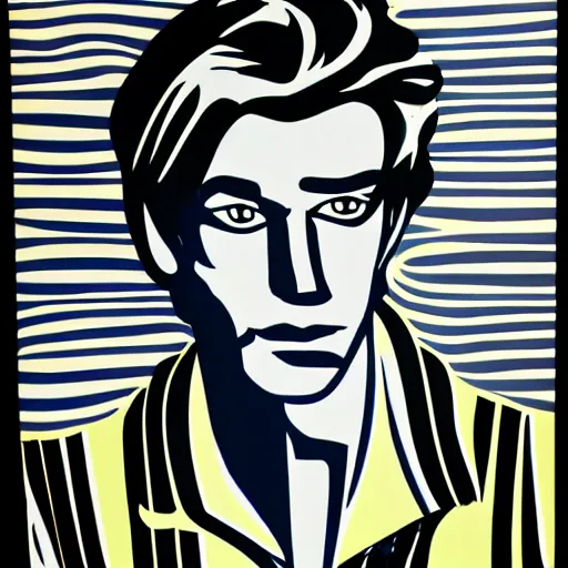 Prompt: Reid Detmers by Roy Lichtenstein